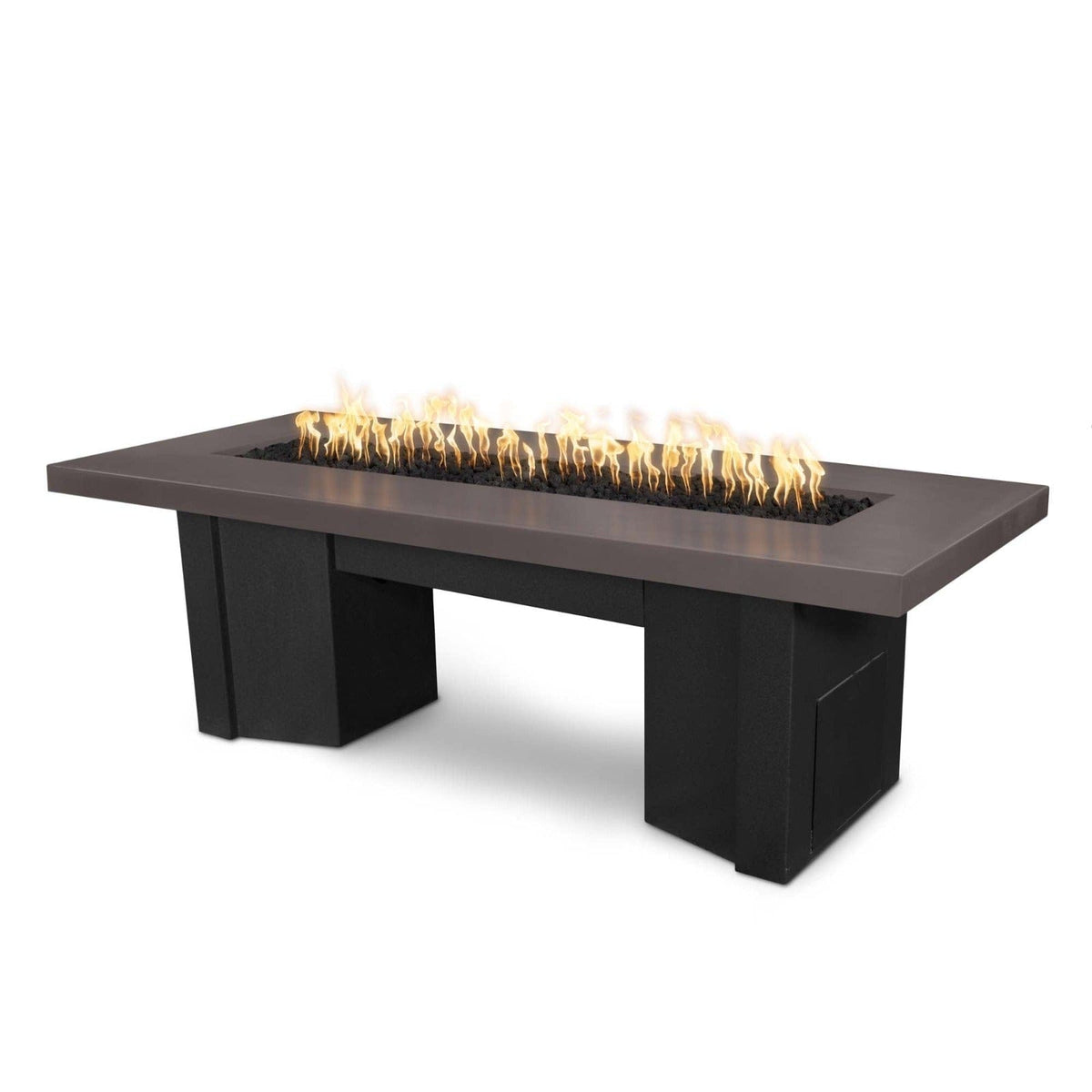 The Outdoor Plus Fire Features Chestnut (-CST) / Black Powder Coated Steel (-BLK) The Outdoor Plus 60&quot; Alameda Fire Table Smooth Concrete in Liquid Propane - Flame Sense System with Push Button Spark Igniter / OPT-ALMGFRC60FSEN-LP