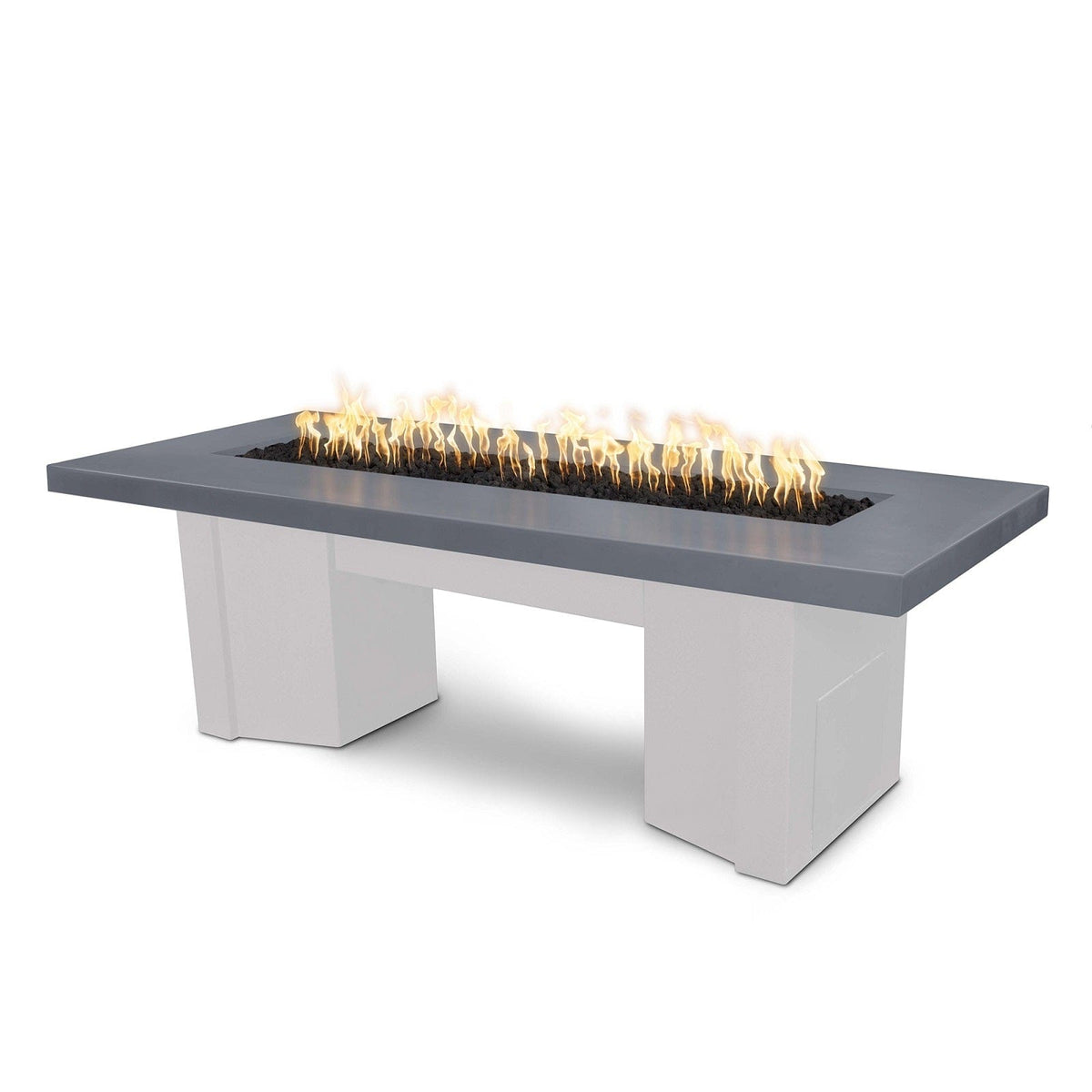 The Outdoor Plus Fire Features Gray (-GRY) / White Powder Coated Steel (-WHT) The Outdoor Plus 60&quot; Alameda Fire Table Smooth Concrete in Liquid Propane - Flame Sense System with Push Button Spark Igniter / OPT-ALMGFRC60FSEN-LP