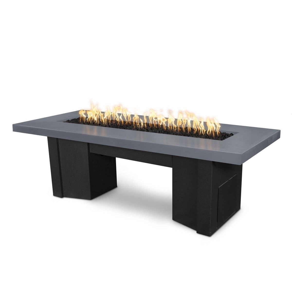 The Outdoor Plus Fire Features Gray (-GRY) / Black Powder Coated Steel (-BLK) The Outdoor Plus 60&quot; Alameda Fire Table Smooth Concrete in Liquid Propane - Flame Sense System with Push Button Spark Igniter / OPT-ALMGFRC60FSEN-LP