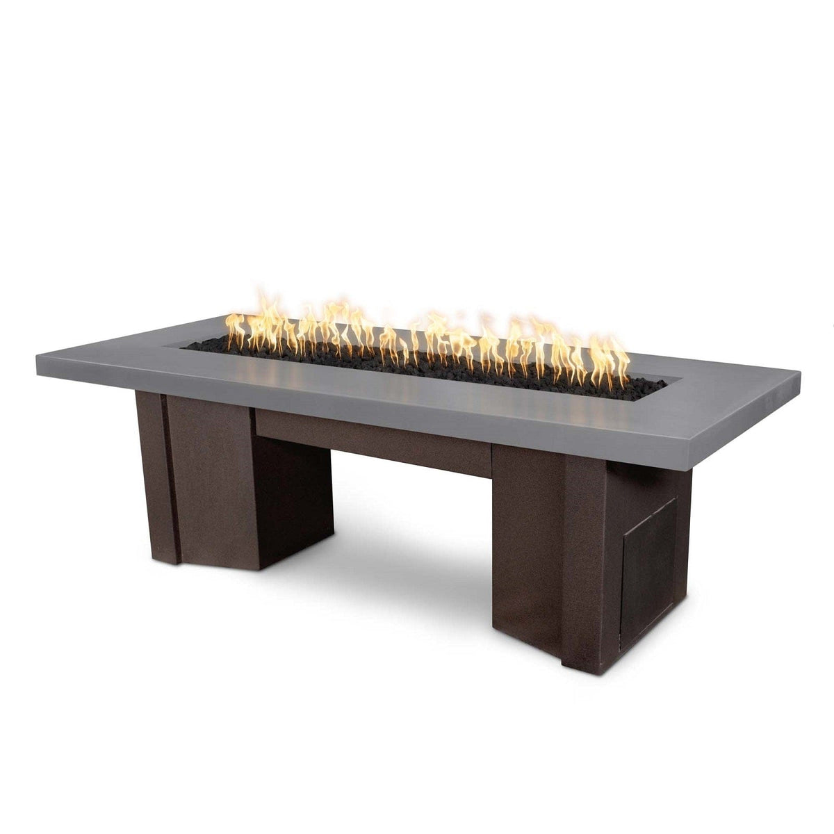 The Outdoor Plus Fire Features Natural Gray (-NGY) / Java Powder Coated Steel (-JAV) The Outdoor Plus 60&quot; Alameda Fire Table Smooth Concrete in Liquid Propane - Flame Sense System with Push Button Spark Igniter / OPT-ALMGFRC60FSEN-LP