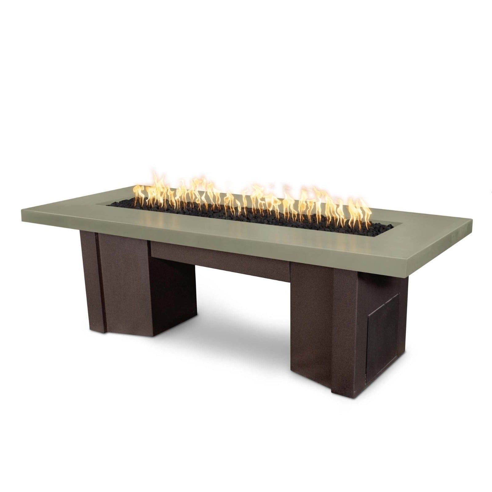 The Outdoor Plus Fire Features Ash (-ASH) / Java Powder Coated Steel (-JAV) The Outdoor Plus 60" Alameda Fire Table Smooth Concrete in Liquid Propane - Match Lit with Flame Sense System / OPT-ALMGFRC60FSML-LP