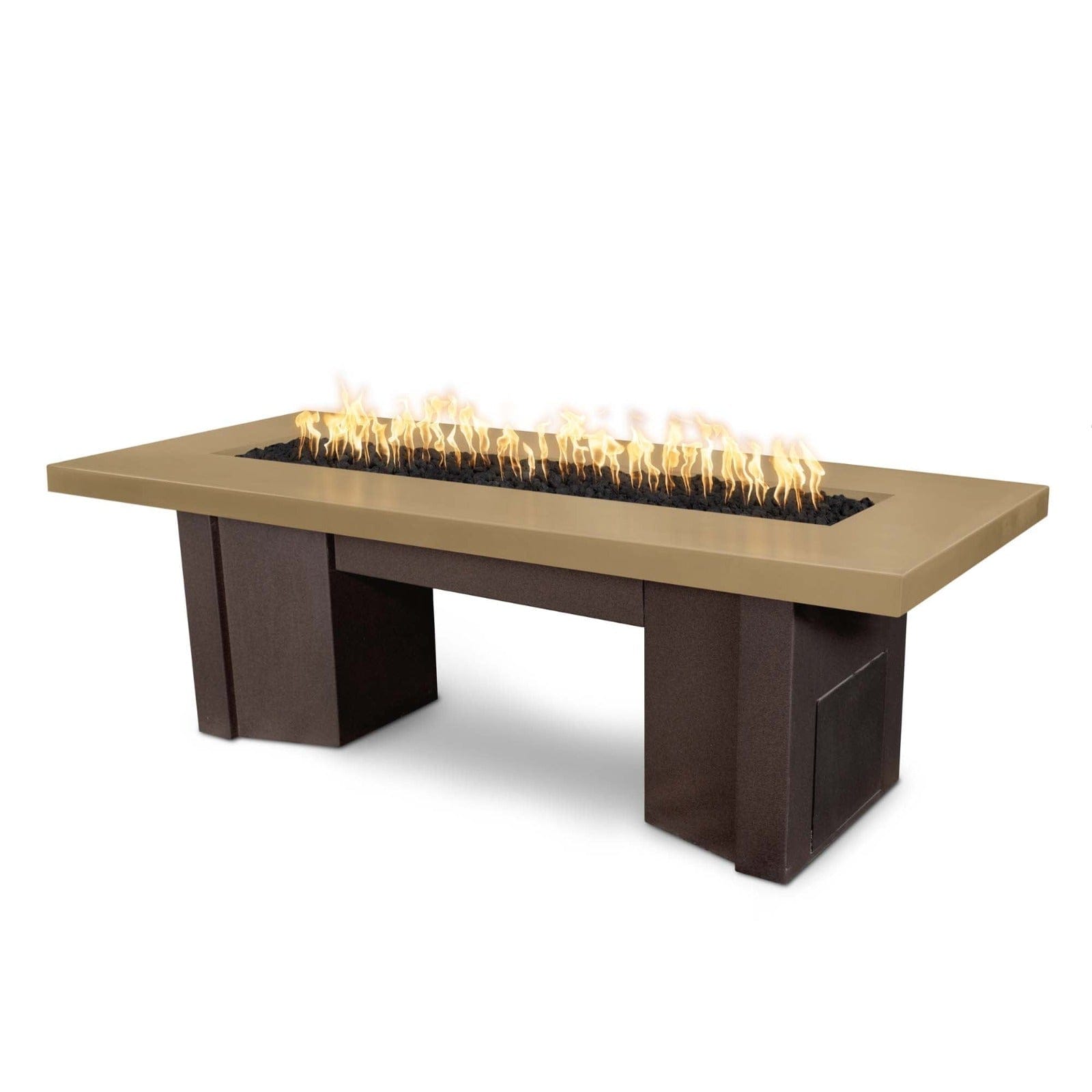 The Outdoor Plus Fire Features Brown (-BRN) / Java Powder Coated Steel (-JAV) The Outdoor Plus 60" Alameda Fire Table Smooth Concrete in Liquid Propane - Match Lit with Flame Sense System / OPT-ALMGFRC60FSML-LP