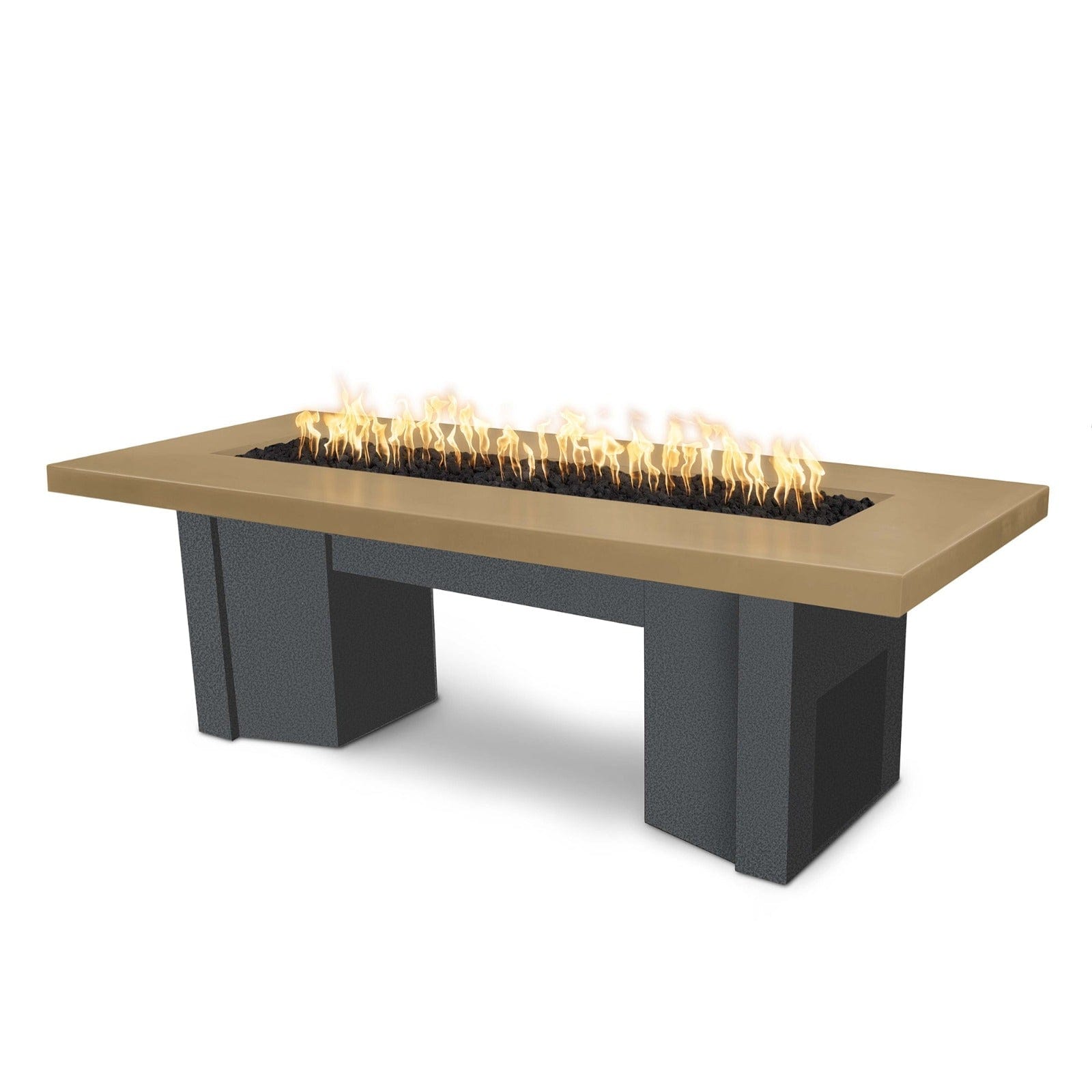 The Outdoor Plus Fire Features Brown (-BRN) / Silver Vein Powder Coated Steel (-SLV) The Outdoor Plus 60" Alameda Fire Table Smooth Concrete in Liquid Propane - Match Lit with Flame Sense System / OPT-ALMGFRC60FSML-LP
