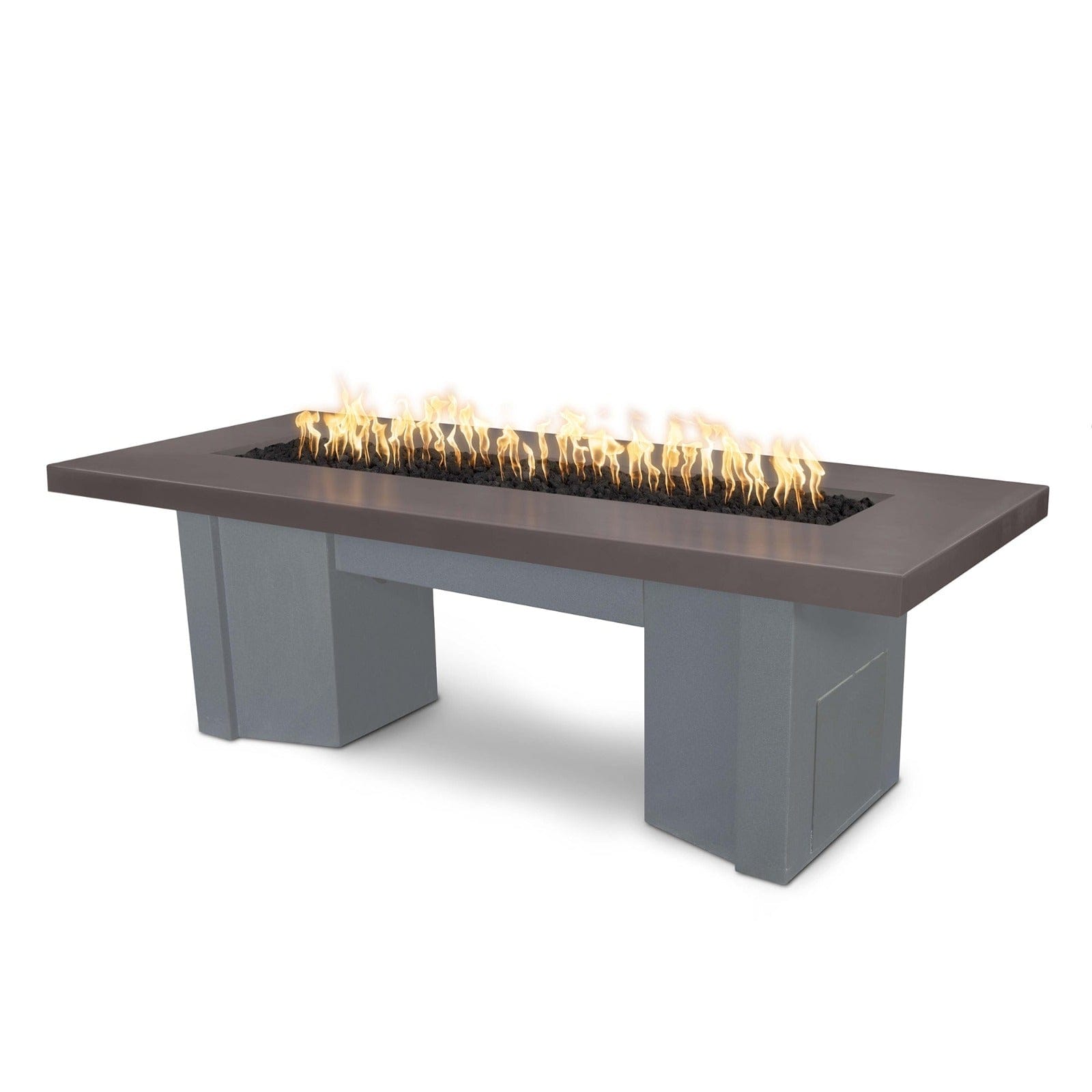 The Outdoor Plus Fire Features Chestnut (-CST) / Gray Powder Coated Steel (-GRY) The Outdoor Plus 60" Alameda Fire Table Smooth Concrete in Liquid Propane - Match Lit with Flame Sense System / OPT-ALMGFRC60FSML-LP