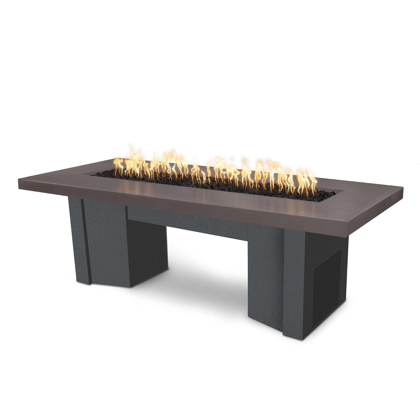 The Outdoor Plus Fire Features Chestnut (-CST) / Silver Vein Powder Coated Steel (-SLV) The Outdoor Plus 60" Alameda Fire Table Smooth Concrete in Liquid Propane - Match Lit with Flame Sense System / OPT-ALMGFRC60FSML-LP