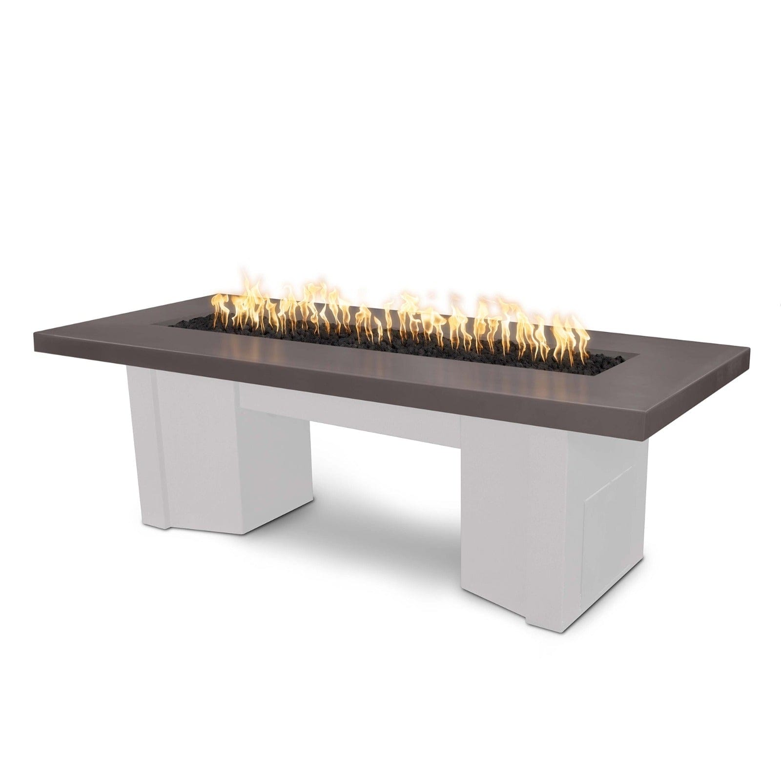 The Outdoor Plus Fire Features Chestnut (-CST) / White Powder Coated Steel (-WHT) The Outdoor Plus 60" Alameda Fire Table Smooth Concrete in Liquid Propane - Match Lit with Flame Sense System / OPT-ALMGFRC60FSML-LP