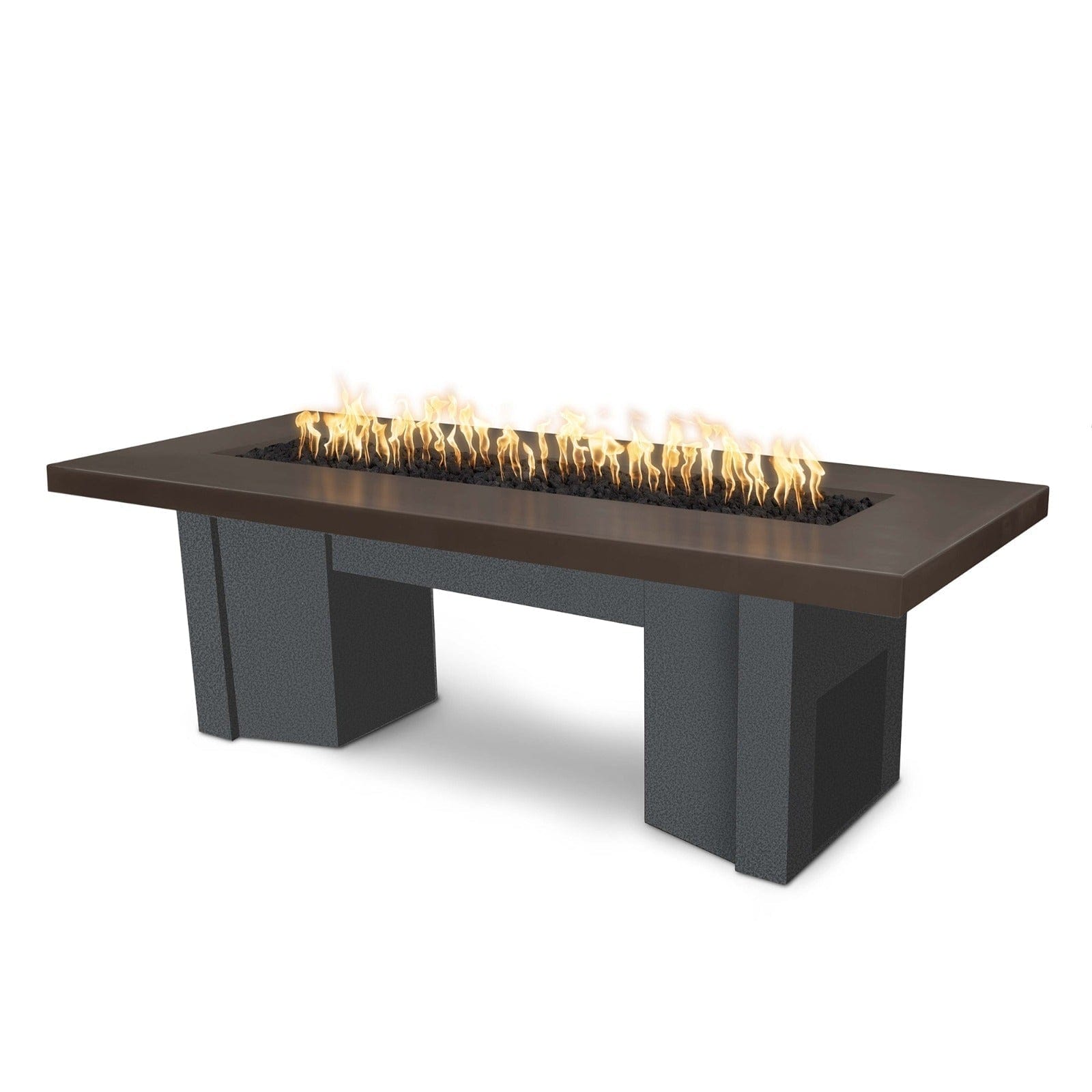 The Outdoor Plus Fire Features Chocolate (-CHC) / Silver Vein Powder Coated Steel (-SLV) The Outdoor Plus 60" Alameda Fire Table Smooth Concrete in Liquid Propane - Match Lit with Flame Sense System / OPT-ALMGFRC60FSML-LP