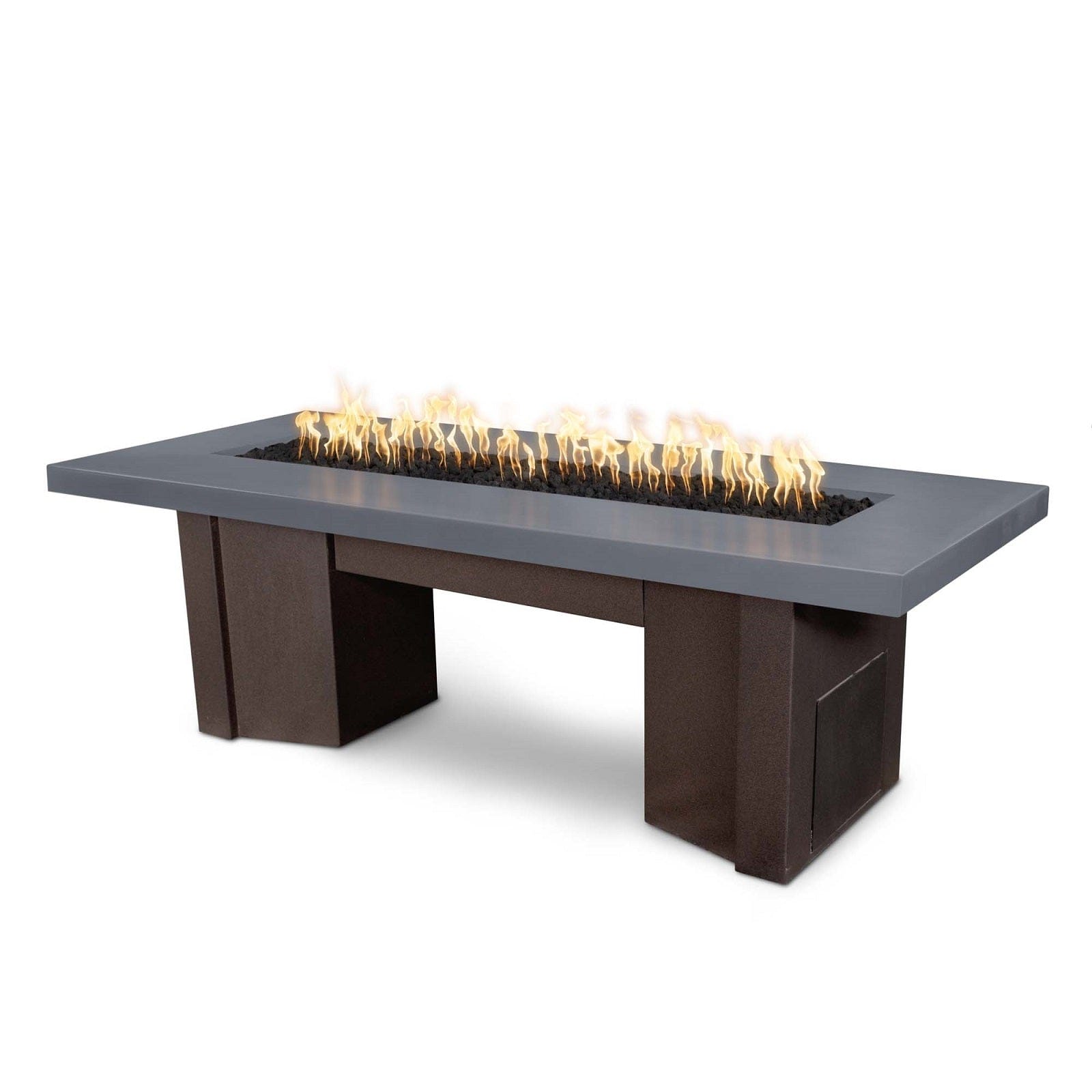 The Outdoor Plus Fire Features Gray (-GRY) / Java Powder Coated Steel (-JAV) The Outdoor Plus 60" Alameda Fire Table Smooth Concrete in Liquid Propane - Match Lit with Flame Sense System / OPT-ALMGFRC60FSML-LP
