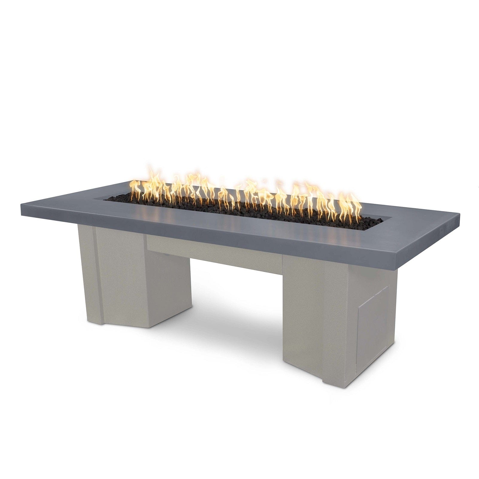 The Outdoor Plus Fire Features Gray (-GRY) / Pewter Powder Coated Steel (-PEW) The Outdoor Plus 60" Alameda Fire Table Smooth Concrete in Liquid Propane - Match Lit with Flame Sense System / OPT-ALMGFRC60FSML-LP