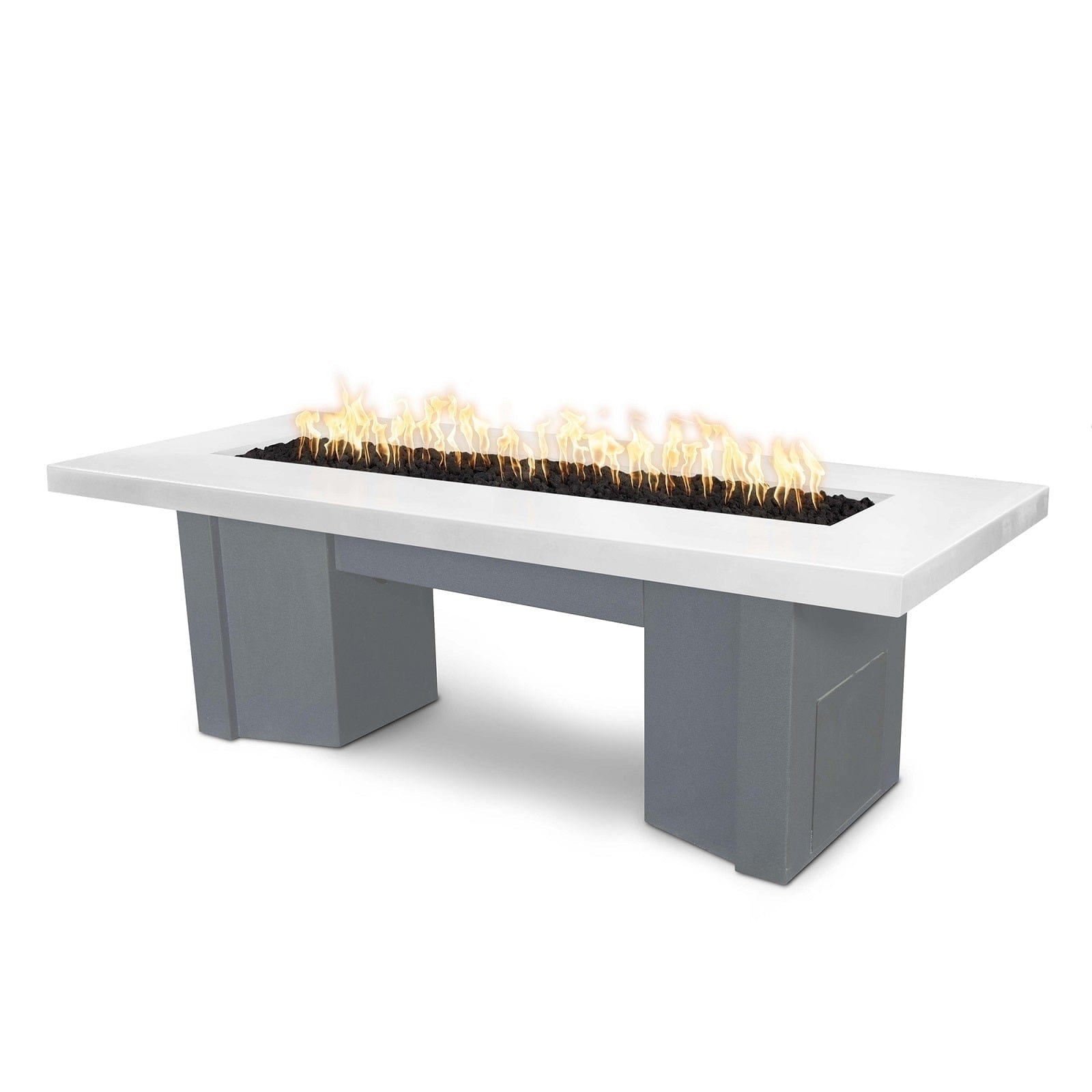The Outdoor Plus Fire Features Limestone (-LIM) / Gray Powder Coated Steel (-GRY) The Outdoor Plus 60" Alameda Fire Table Smooth Concrete in Liquid Propane - Match Lit with Flame Sense System / OPT-ALMGFRC60FSML-LP