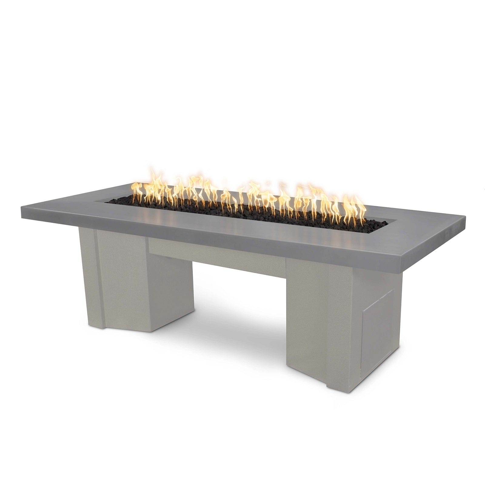 The Outdoor Plus Fire Features Natural Gray (-NGY) / Pewter Powder Coated Steel (-PEW) The Outdoor Plus 60" Alameda Fire Table Smooth Concrete in Liquid Propane - Match Lit with Flame Sense System / OPT-ALMGFRC60FSML-LP