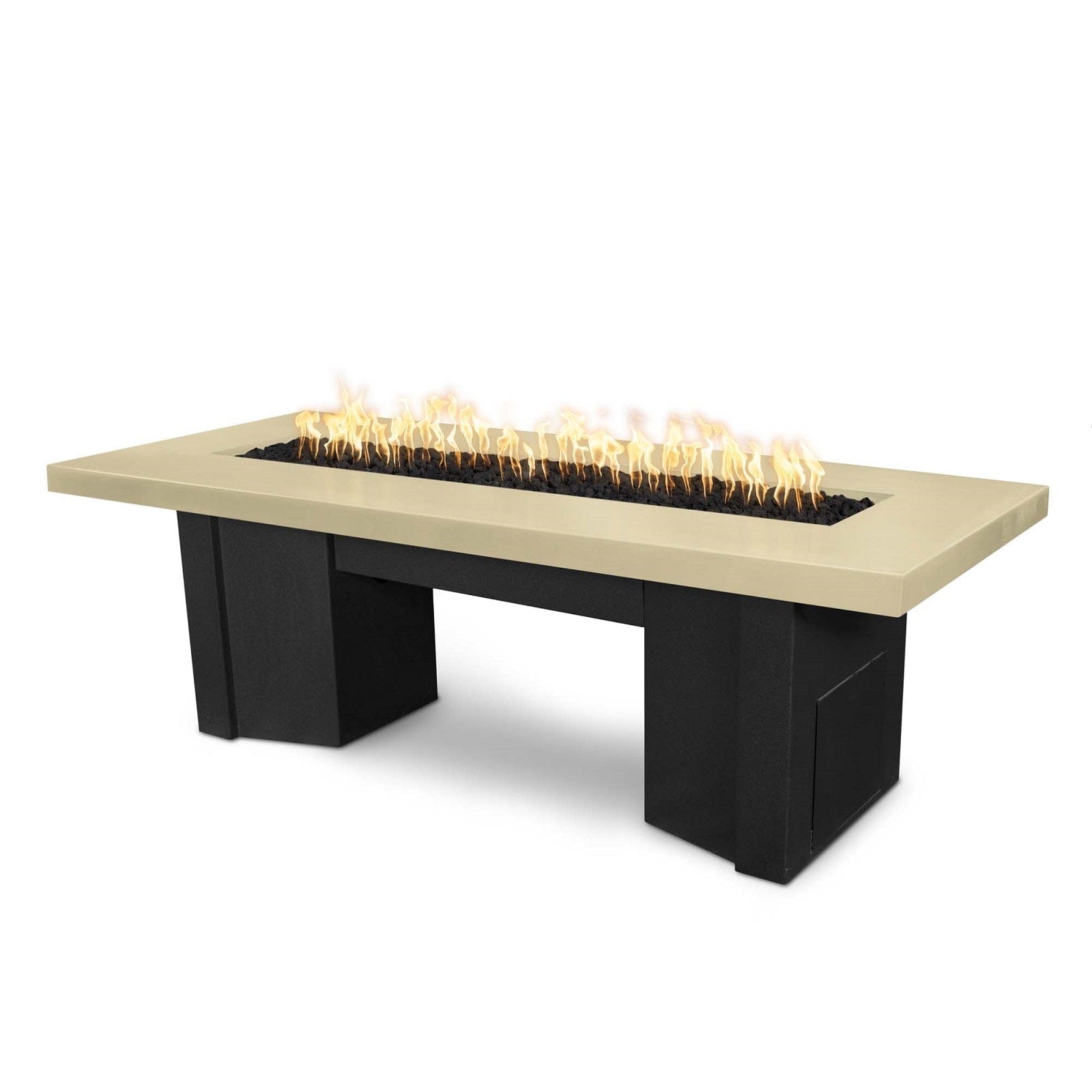 The Outdoor Plus Fire Features Vanilla (-VAN) / Black Powder Coated Steel (-BLK) The Outdoor Plus 60" Alameda Fire Table Smooth Concrete in Liquid Propane - Match Lit with Flame Sense System / OPT-ALMGFRC60FSML-LP
