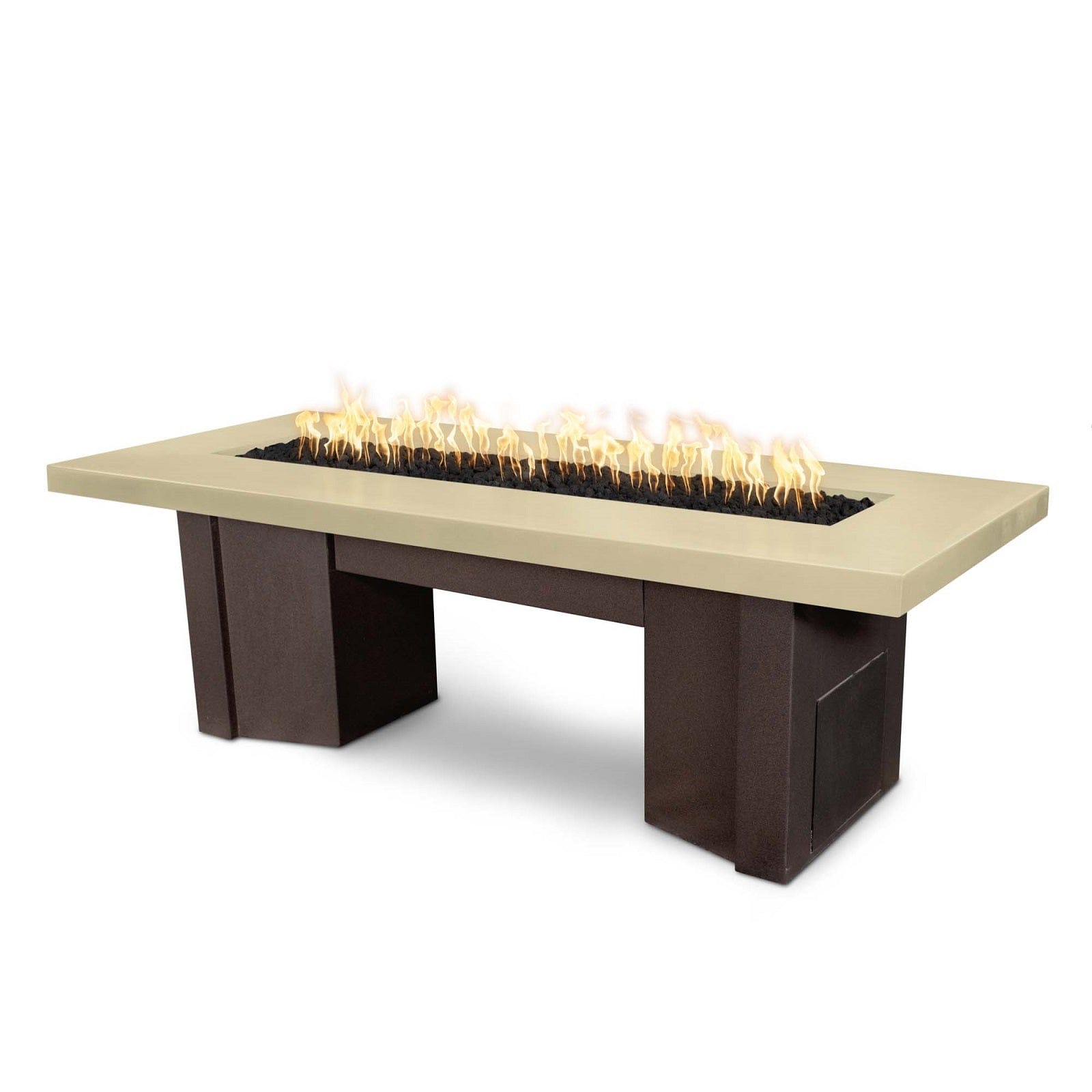 The Outdoor Plus Fire Features Vanilla (-VAN) / Java Powder Coated Steel (-JAV) The Outdoor Plus 60" Alameda Fire Table Smooth Concrete in Liquid Propane - Match Lit with Flame Sense System / OPT-ALMGFRC60FSML-LP