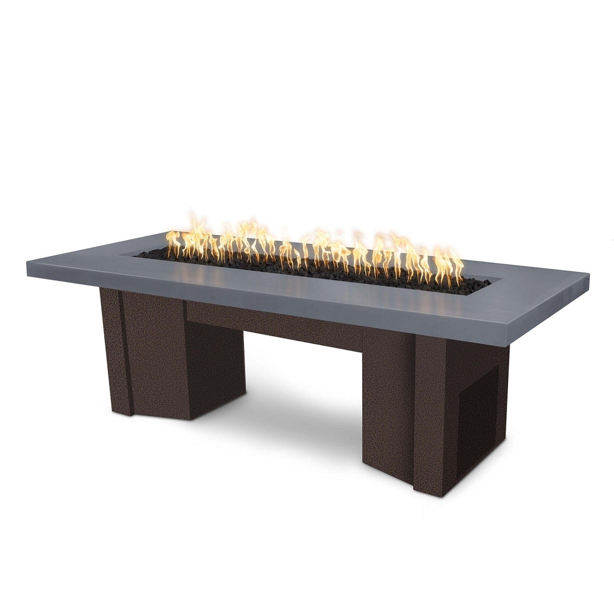 The Outdoor Plus Fire Features Gray (-GRY) / Copper Vein Powder Coated Steel (-CPV) The Outdoor Plus 60&quot; Alameda Fire Table Smooth Concrete in Natural Gas - 110V Plug &amp; Play Electronic Ignition / OPT-ALMGFRC60EKIT-NG
