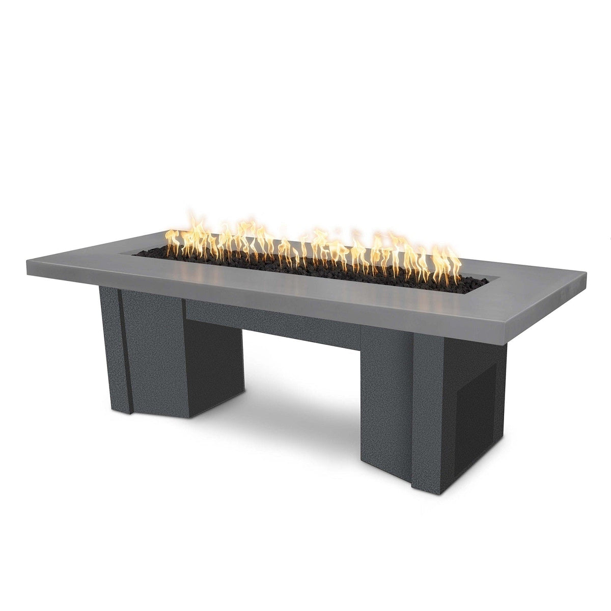 The Outdoor Plus Fire Features Natural Gray (-NGY) / Silver Vein Powder Coated Steel (-SLV) The Outdoor Plus 60&quot; Alameda Fire Table Smooth Concrete in Natural Gas - 110V Plug &amp; Play Electronic Ignition / OPT-ALMGFRC60EKIT-NG
