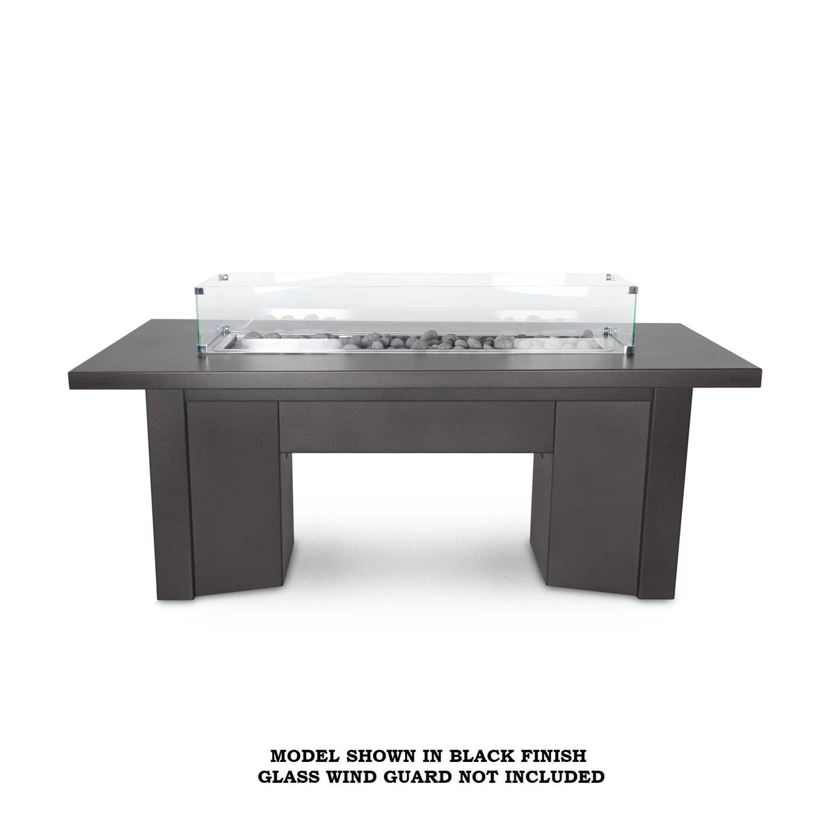 The Outdoor Plus Fire Features Match Lit Ignition / Black (-BLK) / Natural Gas The Outdoor Plus 60&quot; Alameda Linear Powder Coated Rectangle Fire Table / OPT-ALMPC60, OPT-ALMPC60FSML, OPT-ALMPC60FSEN, OPT-ALMPC60E12V, OPT-ALMPC60EKIT