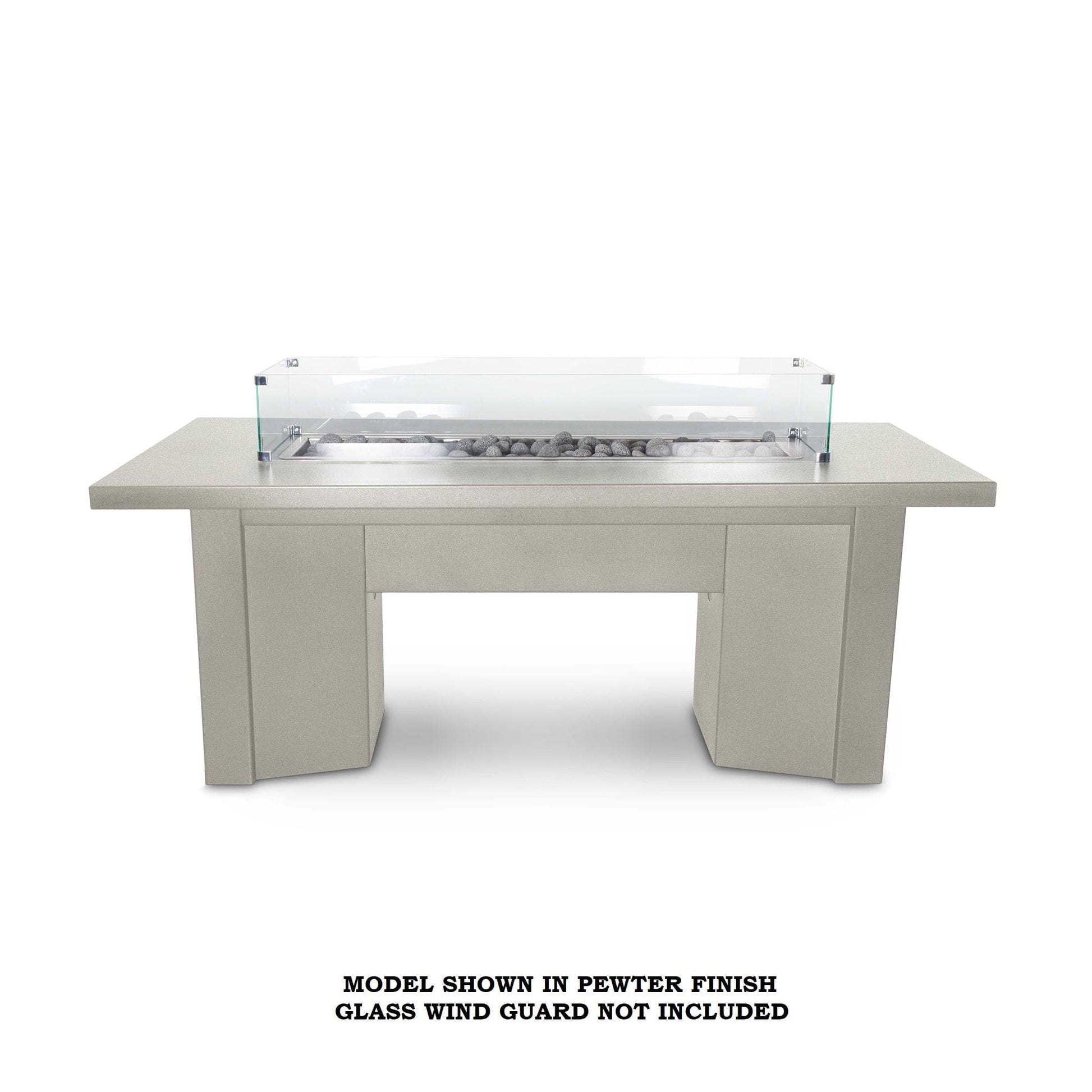 The Outdoor Plus Fire Features Match Lit Ignition / Pewter (-PEW) / Natural Gas The Outdoor Plus 60" Alameda Linear Powder Coated Rectangle Fire Table / OPT-ALMPC60, OPT-ALMPC60FSML, OPT-ALMPC60FSEN, OPT-ALMPC60E12V, OPT-ALMPC60EKIT