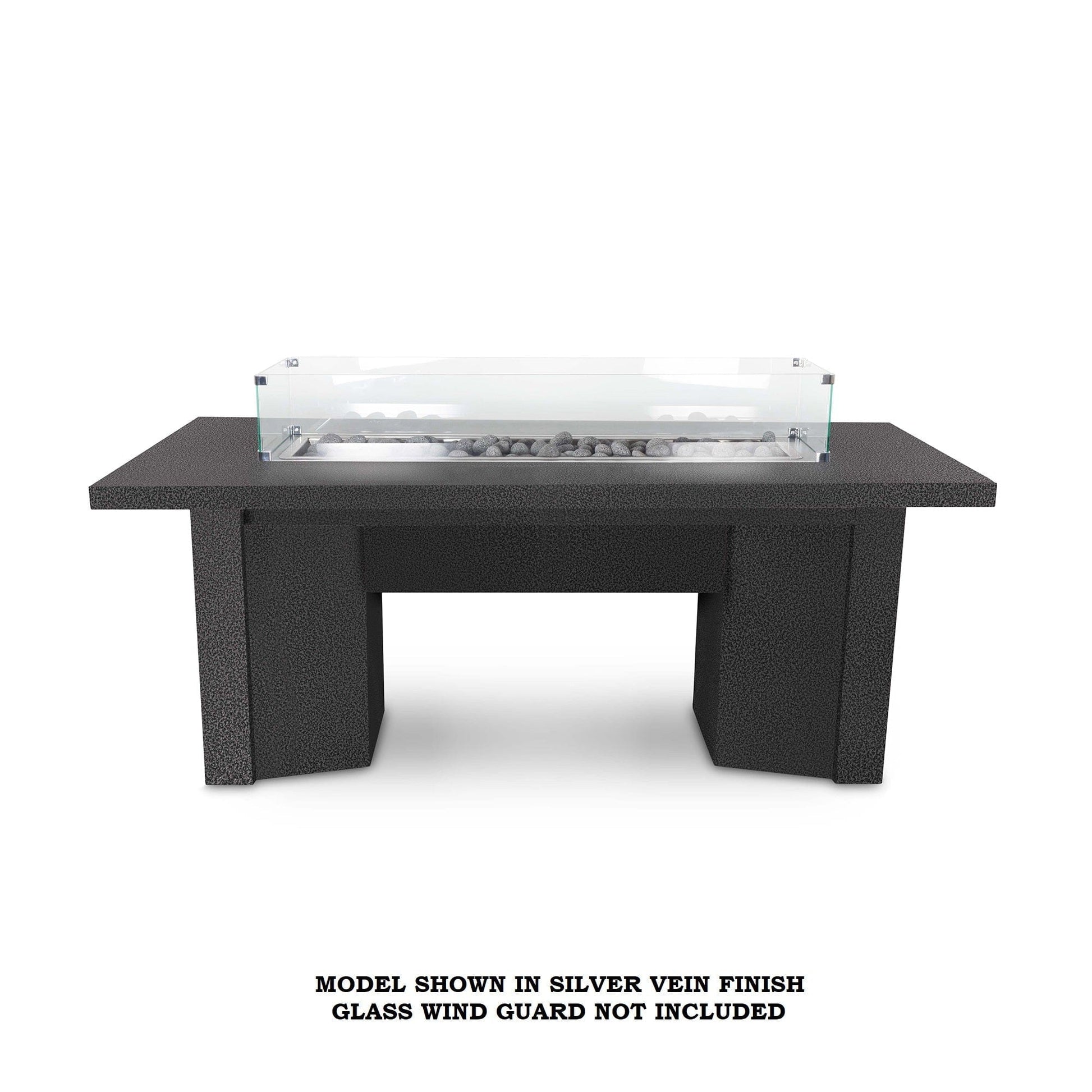 The Outdoor Plus Fire Features Match Lit Ignition / Silver Vein (-SLV) / Natural Gas The Outdoor Plus 60" Alameda Linear Powder Coated Rectangle Fire Table / OPT-ALMPC60, OPT-ALMPC60FSML, OPT-ALMPC60FSEN, OPT-ALMPC60E12V, OPT-ALMPC60EKIT