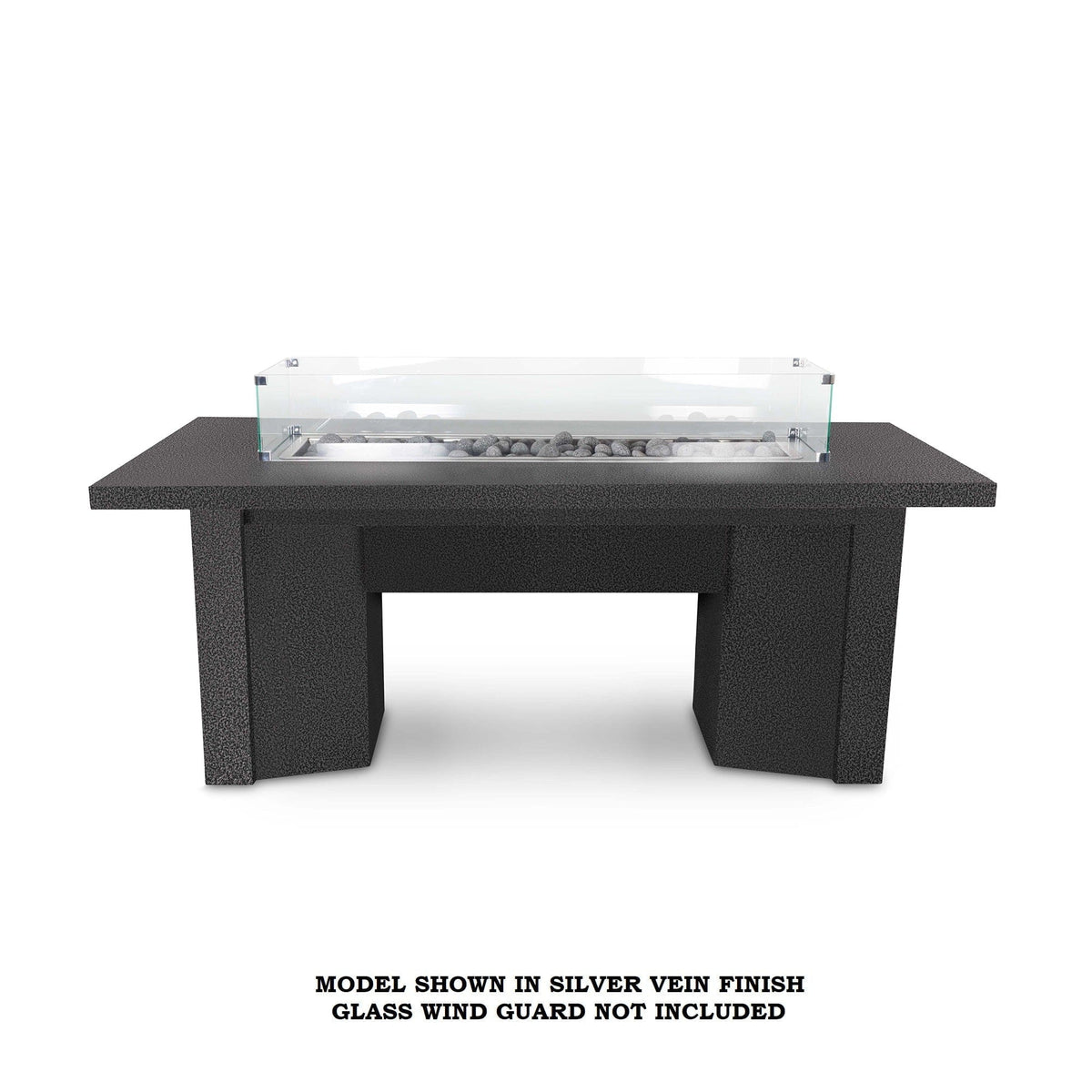 The Outdoor Plus Fire Features Match Lit Ignition / Silver Vein (-SLV) / Natural Gas The Outdoor Plus 60&quot; Alameda Linear Powder Coated Rectangle Fire Table / OPT-ALMPC60, OPT-ALMPC60FSML, OPT-ALMPC60FSEN, OPT-ALMPC60E12V, OPT-ALMPC60EKIT