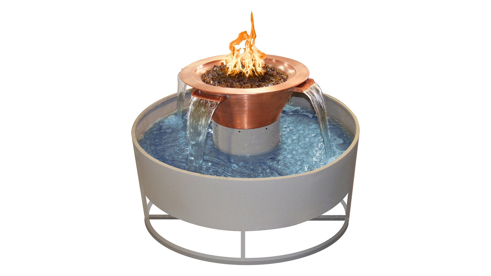 The Outdoor Plus Fire Features The Outdoor Plus 60" Olympian Round 4-Way Spill Copper Fire & Water Fountain / OPT-OLR60, OPT-OLR60E
