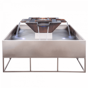 The Outdoor Plus Fire Features The Outdoor Plus 60" Olympian Square 4-Way Spill Copper Fire & Water Fountain - Low Voltage Electronic Ignition / OPT-OLS60SE