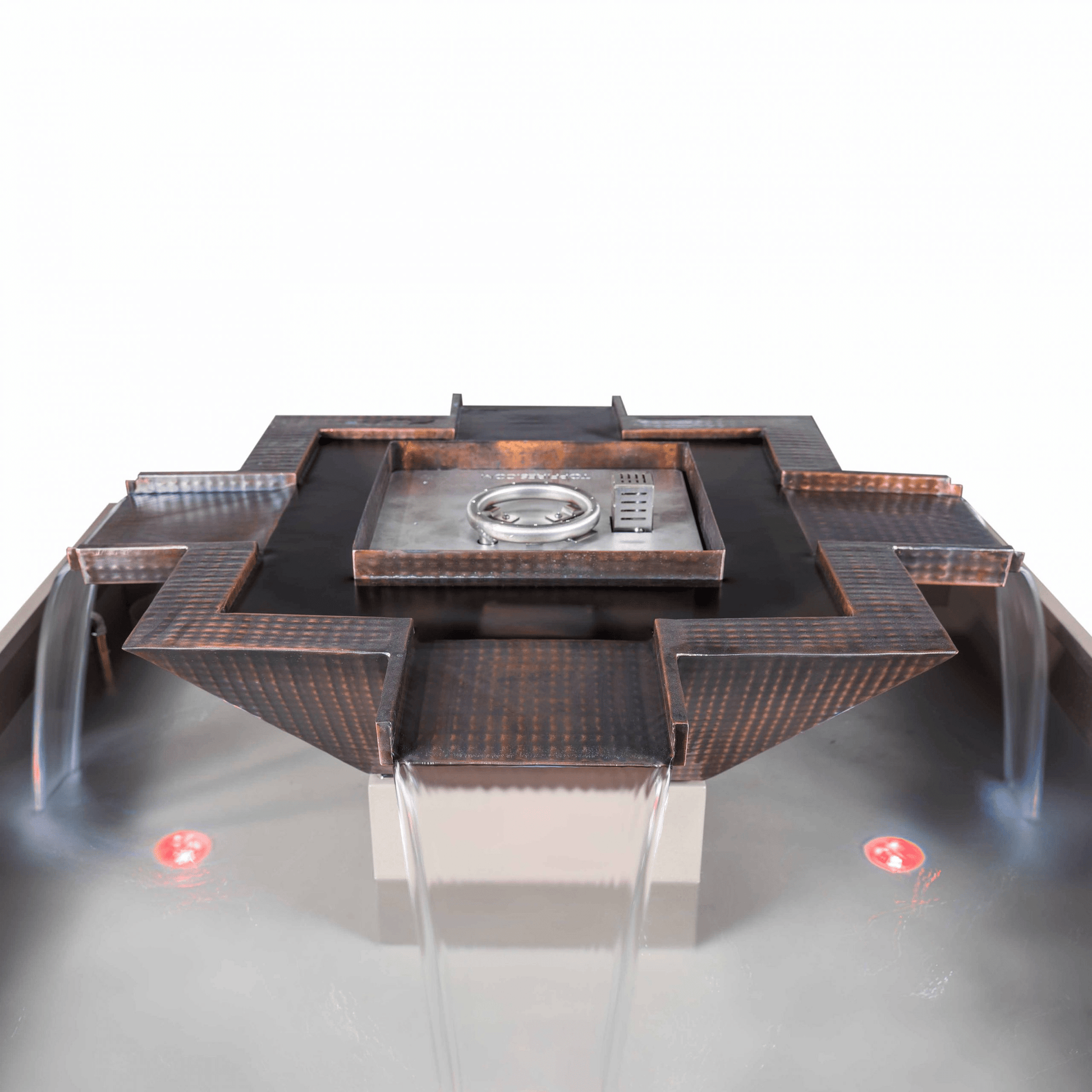 The Outdoor Plus Fire Features The Outdoor Plus 60" Olympian Square 4-Way Spill Copper Fire & Water Fountain - Low Voltage Electronic Ignition / OPT-OLS60SE