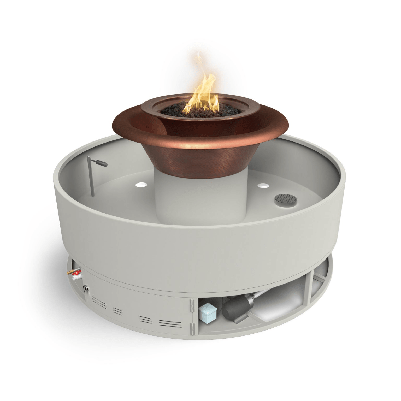 The Outdoor Plus Fire Features The Outdoor Plus 60" Round Olympian Fire & Water Fountain - Copper - 360 Spill - Low Voltage Electronic Ignition / OPT-OLY60E