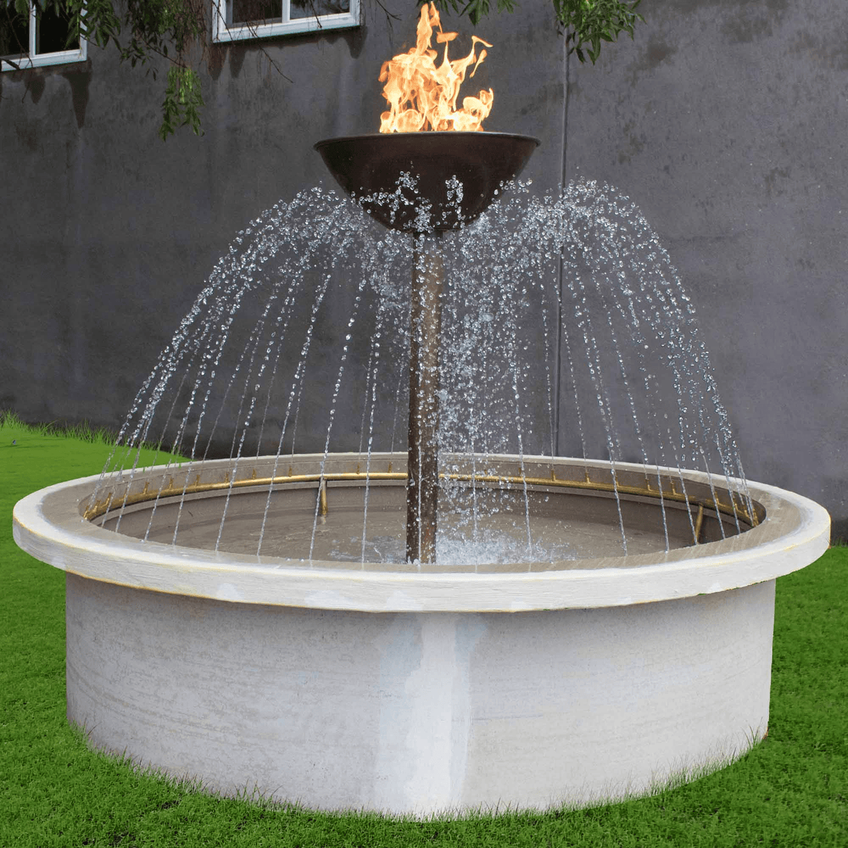 The Outdoor Plus Fire Features The Outdoor Plus 72&quot; Osiris Copper Fire &amp; Water Fountain - Raised Center Fire Column - Low Voltage Electronic Ignition / OPT-OSR60E