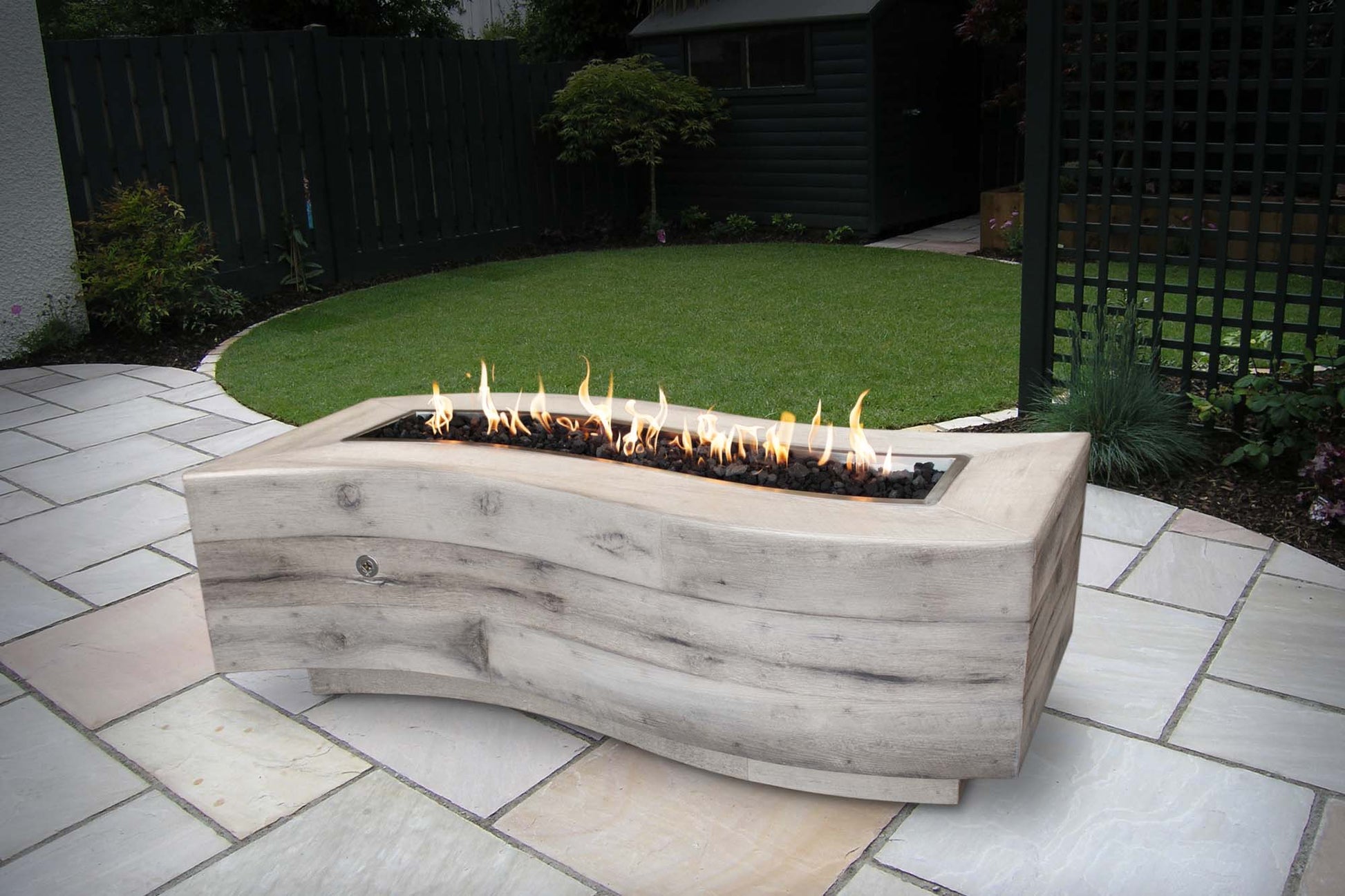 The Outdoor Plus Fire Features The Outdoor Plus 72" Rectangular Big Sur Fire Pit - Wood Grain GFRC Concrete / OPT-BGSR72, OPT-BGSR72FSML, OPT-BGSR72FSEN, OPT-BGSR72E12V, OPT-BGSR72EKIT