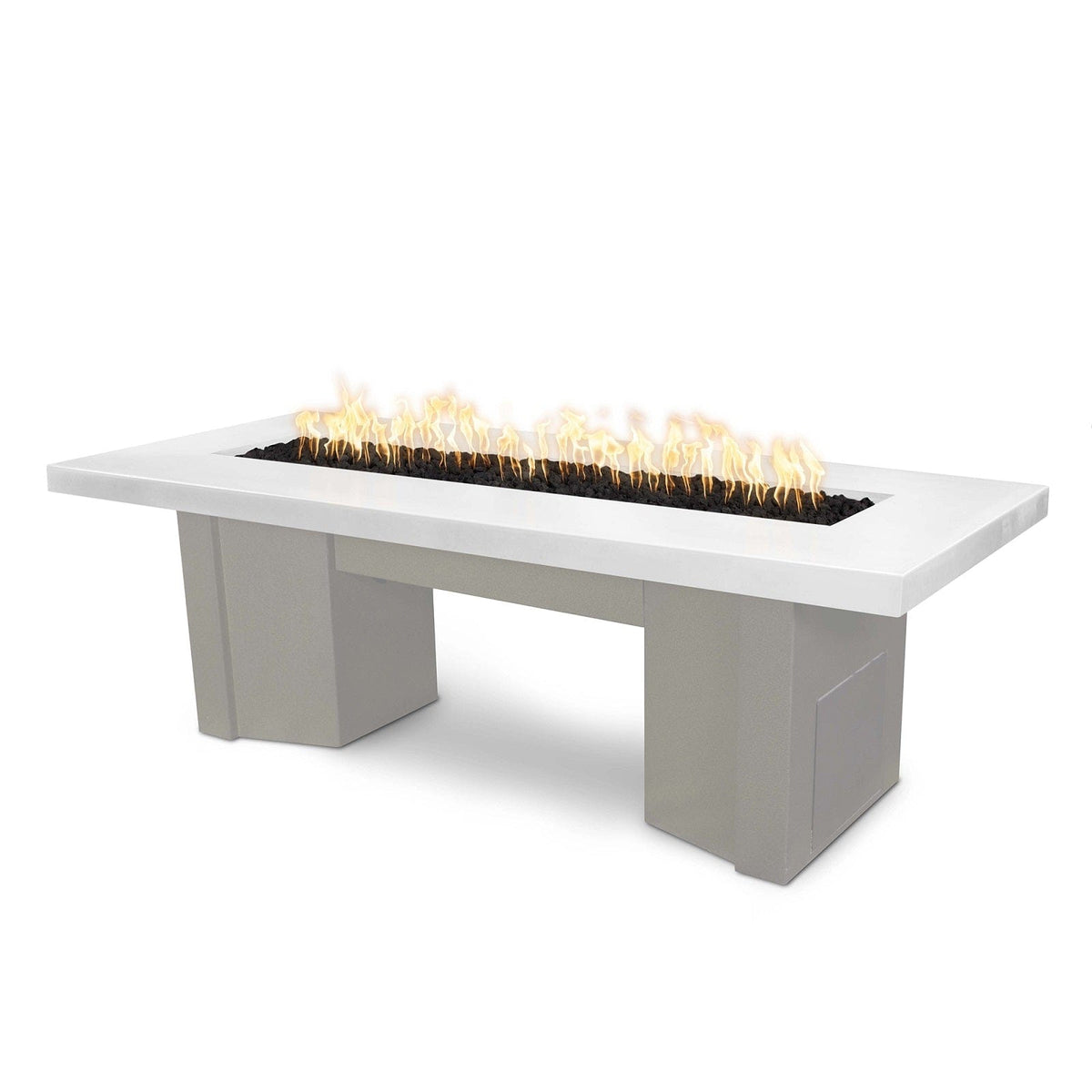 The Outdoor Plus Fire Features Limestone (-LIM) / Pewter Powder Coated Steel (-PEW) The Outdoor Plus 78&quot; Alameda Fire Table Smooth Concrete in Liquid Propane - Flame Sense System with Push Button Spark Igniter / OPT-ALMGFRC78FSEN-LP
