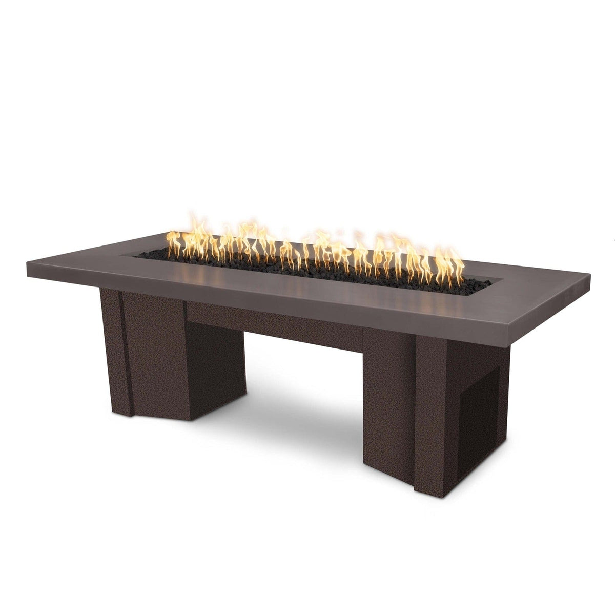 The Outdoor Plus Fire Features Chestnut (-CST) / Copper Vein Powder Coated Steel (-CPV) The Outdoor Plus 78&quot; Alameda Fire Table Smooth Concrete in Liquid Propane - Match Lit with Flame Sense System / OPT-ALMGFRC78FSML-LP