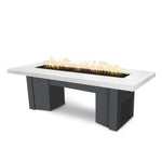 The Outdoor Plus Fire Features Limestone (-LIM) / Silver Vein Powder Coated Steel (-SLV) The Outdoor Plus 78" Alameda Fire Table Smooth Concrete in Natural Gas - Flame Sense System with Push Button Spark Igniter / OPT-ALMGFRC78FSEN-NG