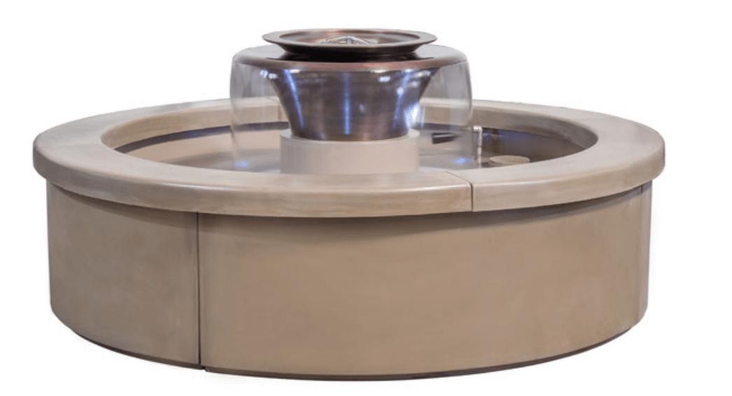 The Outdoor Plus Fire Features The Outdoor Plus 86" Round Olympian 360° Spill Copper Fire & Water Fountain with Concrete Base - Low Voltage Electronic Ignition / OPT-OLY86E12-RF