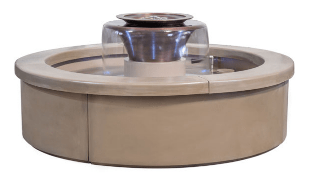 The Outdoor Plus Fire Features The Outdoor Plus 86&quot; Round Olympian 360° Spill Copper Fire &amp; Water Fountain with Concrete Base - Low Voltage Electronic Ignition / OPT-OLY86E12-RF